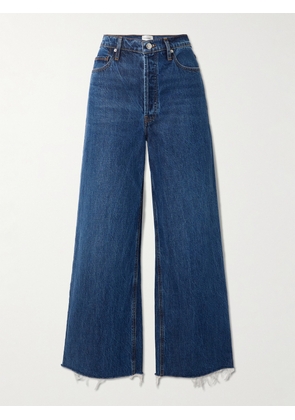 FRAME - Le Low Baggy Distressed High-rise Wide-leg Organic Jeans - Blue - 23,24,25,26,27,28,29,30,31,32,33