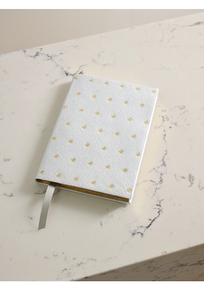 Smythson - Stars Soho Panama Debossed Metallic Textured-leather Notebook - Silver - One size