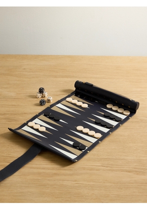 Smythson - Panama Printed Textured-leather Backgammon Roll - Blue - One size