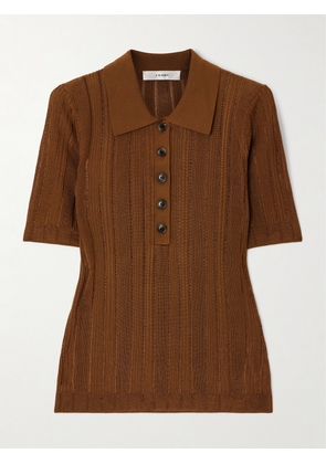 FRAME - Ribbed-knit Polo Shirt - Brown - xx small,x small,small,medium,large,x large