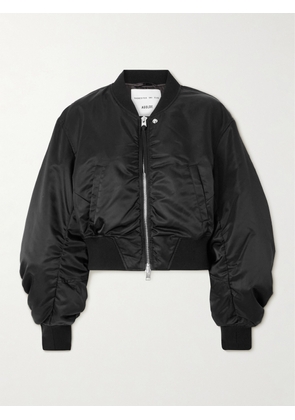 AGOLDE - + Shoreditch Ski Club Jett Cropped Recycled Satin-twill Bomber Jacket - Black - x small,small,medium,large,x large