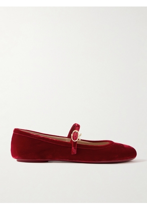 Gianvito Rossi - Carla Velvet Mary Jane Ballet Flats - Red - IT35,IT35.5,IT36,IT36.5,IT37,IT37.5,IT38,IT38.5,IT39,IT39.5,IT40,IT40.5,IT41,IT41.5,IT42