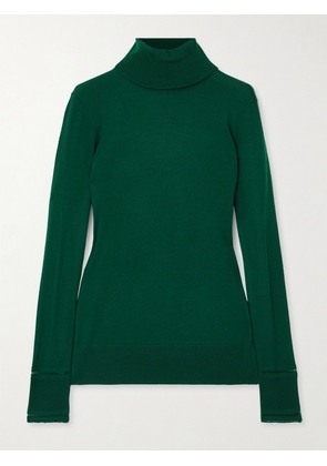 Chloé - Pointelle-knit Wool Turtleneck Sweater - Green - x small,small,medium,large,x large