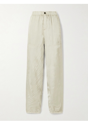Dries Van Noten - Paneled Satin-twill Wide-leg Pants - Gray - 44,46,48