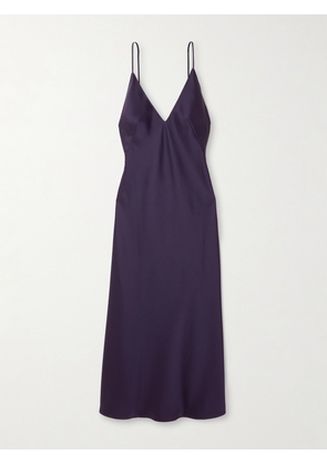 LESET - Barb Open-back Washed-satin Midi Dress - Purple - x small,small,medium,large,x large