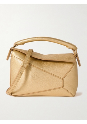 LOEWE - Puzzle Edge Mini Metallic Textured-leather Shoulder Bag - Gold - One size