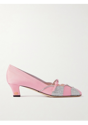 Valentino Garavani - Bowow 45 Crystal-embellished Metallic Suede-trimmed Moiré Pumps - Pink - IT35,IT36,IT36.5,IT37,IT37.5,IT38,IT38.5,IT39,IT39.5,IT40,IT40.5,IT41,IT41.5,IT42