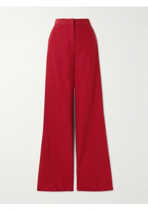 Max Mara - Ruggero Cotton-twill Wide-leg Pants - Red - UK 2,UK 4,UK 6,UK 8,UK 10,UK 12,UK 14,UK 16,UK 18