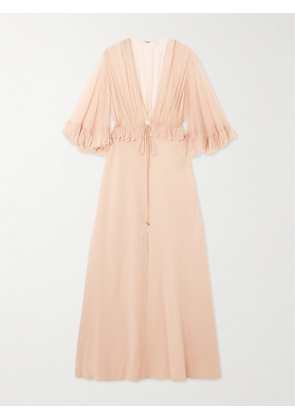 Chloé - Ruffled Silk-crepon And Crepe Maxi Dress - Pink - FR 34,FR 36,FR 38,FR 40,FR 42,FR 44,FR 46