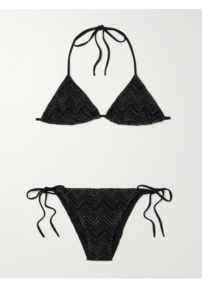 Missoni - Mare Striped Metallic Crochet-knit Triangle Bikini - Black - IT36,IT38,IT40,IT42,IT44,IT46,IT48