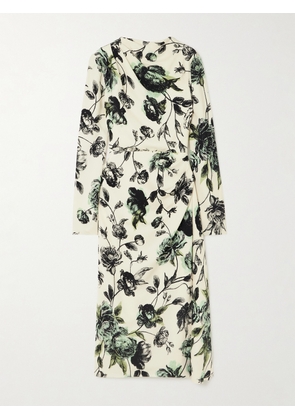 Erdem - Violetta Draped Gathered Crepe Midi Dress - Ivory - UK 4,UK 6,UK 8,UK 10,UK 12,UK 14,UK 16,UK 18