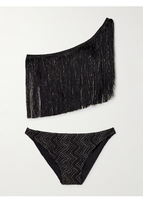 Missoni - Mare Fringed Striped Metallic Crochet-knit Bikini - Black - IT36,IT38,IT40,IT42,IT44,IT46,IT48