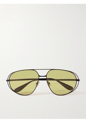 BOTTEGA VENETA EYEWEAR - Aviator-style Gunmetal-tone Sunglasses - Black - One size