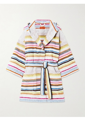 Missoni - Moonshadow Hooded Striped Metallic Cotton-blend Terry Robe - Pink - x small,small,medium,large,x large,xx large