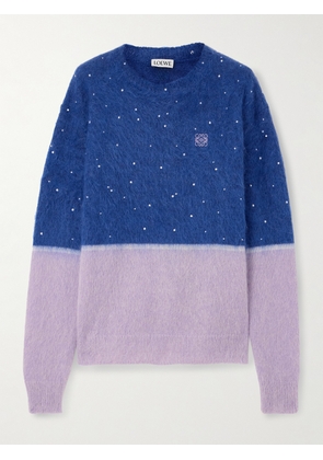 LOEWE - Anagram Embroidered Brushed Mohair-blend Sweater - Blue - x small,small,medium,large