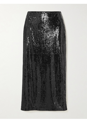 La Ligne - Oona Sequined Chiffon Midi Skirt - Black - US0,US2,US4,US6,US8,US10,US12