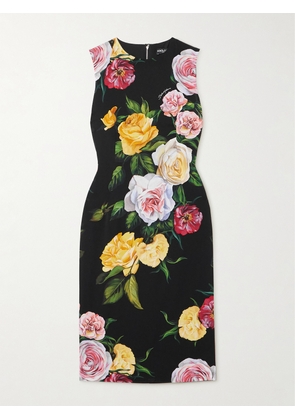 Dolce & Gabbana - Floral-print Stretch-silk Charmeuse Dress - Black - IT36,IT38,IT40,IT42,IT44,IT46,IT48,IT50