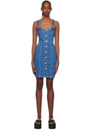 Moschino Blue Teddy Buttons Denim Minidress