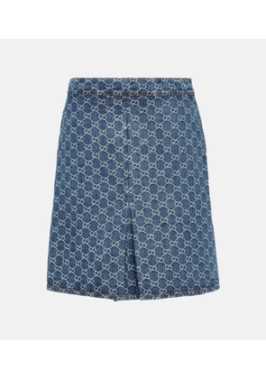 Gucci GG pleated denim jacquard midi skirt