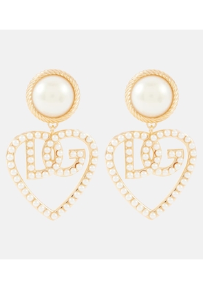 Dolce&Gabbana Logo faux pearl clip-on earrings