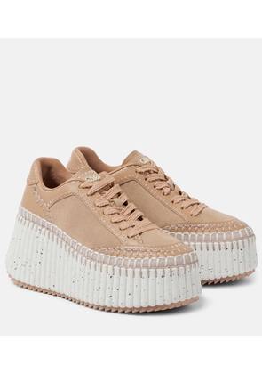 Chloe Nama 80 suede and leather wedge sneakers