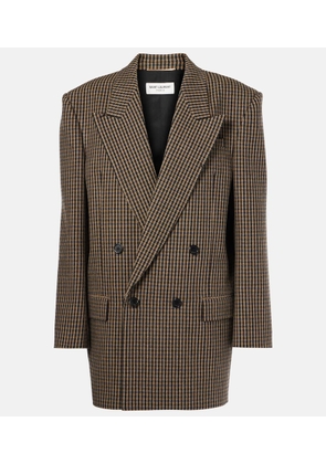 Saint Laurent Checked oversized wool-blend blazer