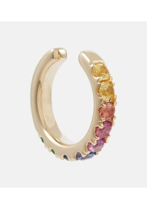 Robinson Pelham Orb Medium 14kt gold single ear cuff with sapphires and tsavorites