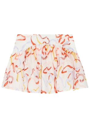 Chloe Kids Ribbon Print Cotton Voile Mini Skirt