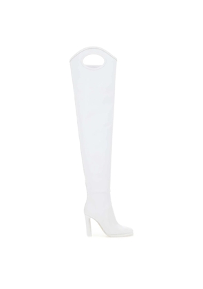 Burberry Ladies Shoreditch White Porthole Detail Over-The-Knee Boots
