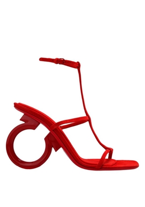 Ferragamo Red Elina T-Strap Gancini Sandals