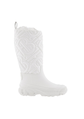 Burberry Optic White Rotherfield Quilted Monogram Rain Boots