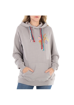 Mira Mikati Grey Cactus Embroidered Cotton Hoodie
