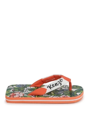 Kenzo Girls Hawaiian-Print Logo Flip Flops