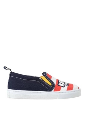 Kenzo Boys Stripe Logo Slip-On Denim Sneakers