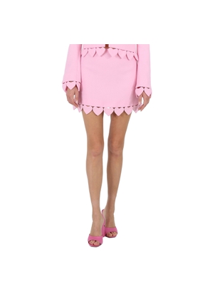 Mach & Mach Ladies Pink Heart-Shaped Crystal-Trim A-Line Skirt