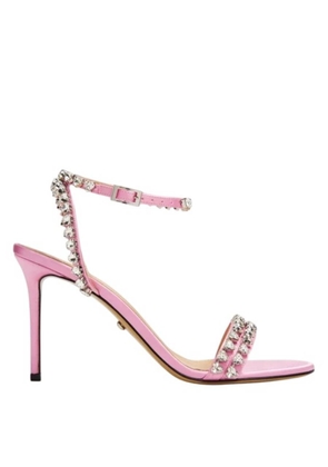 Mach & Mach Audrey 95 Crystal Heart Satin Sandals