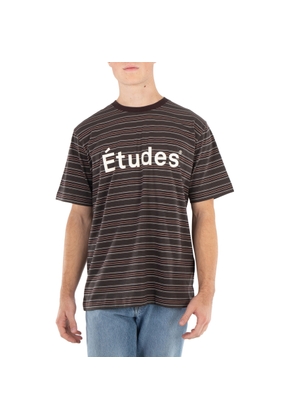 Etudes Brown Striped Wonder Logo T-Shirt