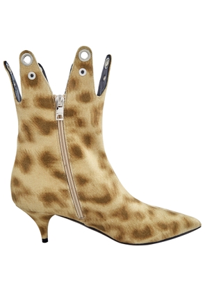 Burberry Jermaine Leopard Print Eyelet Detail Ankle Boots