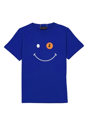 Save The Duck Kids Cyber Blue Smiley Logo Print T-Shirt