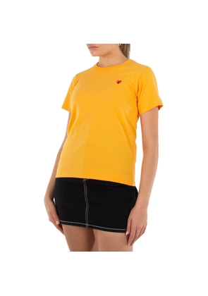 Cdg Play Heart Emblem T-Shirt In Yellow
