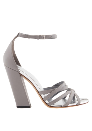 Burberry Cloud Grey Split-toe Detail Leather Hove Thong Sandals