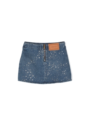 Young Versace Kids Glitter Star Print Denim Skirt