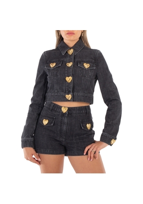 Moschino Heart Buttons Cropped Denim Jacket