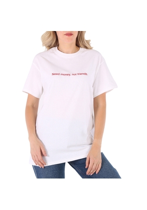 F.A.M.T. White T-Shirt  Need Money, Not Friends  in Red Print