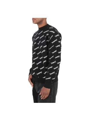 Ambush Mens Black All-Over Logo Crew Knit Sweater