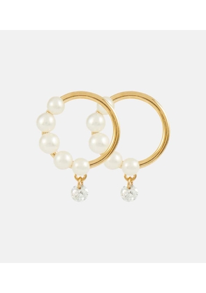 Persee Aphrodite 18kt gold hoop earrings with pearls and diamonds