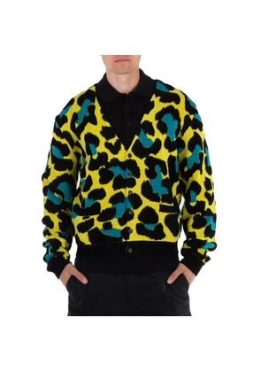Versace Acid Lime Long Sleeve Leopard Sweater