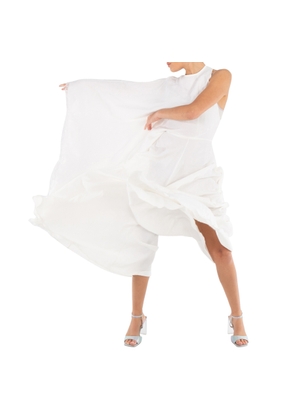 Calcaterra Ladies White Foulard Sleeve Dress