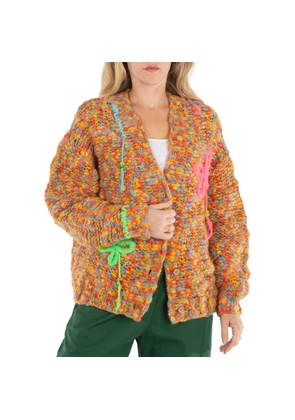 Mira Mikati Ladies Multi Floral-Embroidered Open-Knit Cardigan