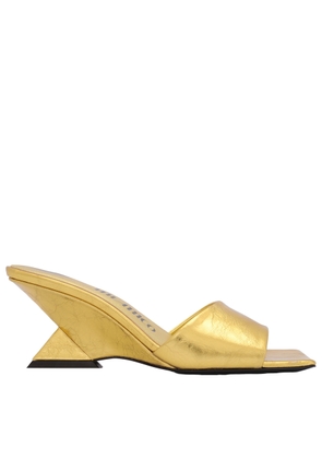 The Attico Ladies Gold Cheope 60 mm Metallic Leather Wedge Mules
